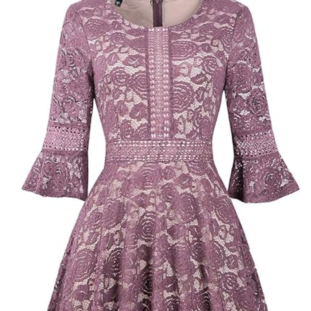 Wedding Guest Dress Lace Bridesmaid Vintage Formal Cocktail Party Swing Dresses